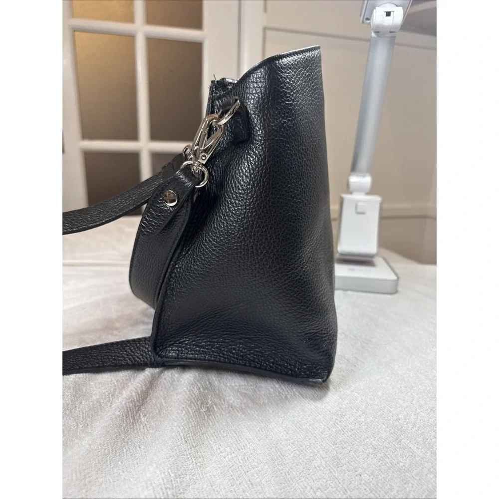 Viola Castellani Womens Black Pebble Italian Leather Hobo Bag‎
